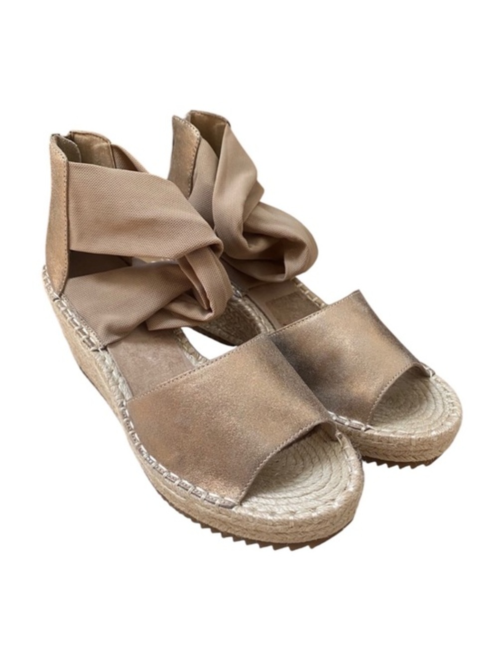 NEW Eileen Fisher Wiley Knot Espadrille Leather Wedge Sandals